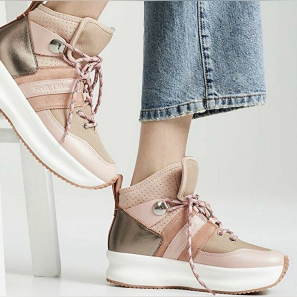 New See by Chloe High Top Platform Hiker Sneakers size 38